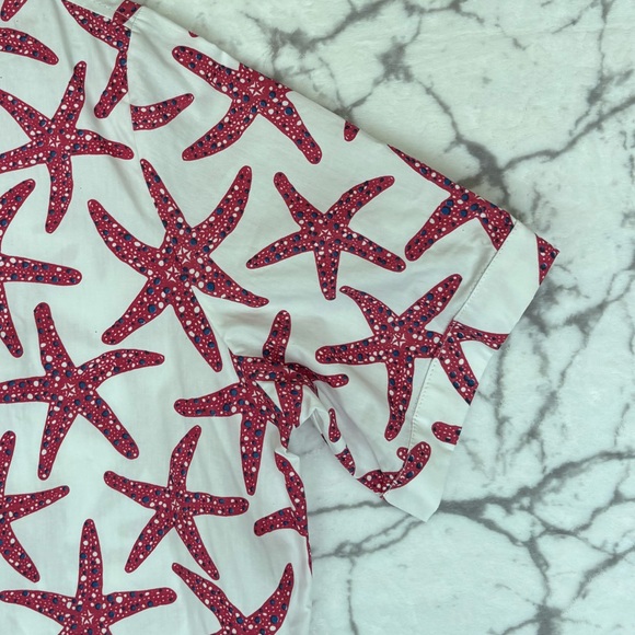 BAHAMA HAND PRINTS Starfish Pullover Shirt Men’s XXL White Red Blue Starfishes - Picture 5 of 11